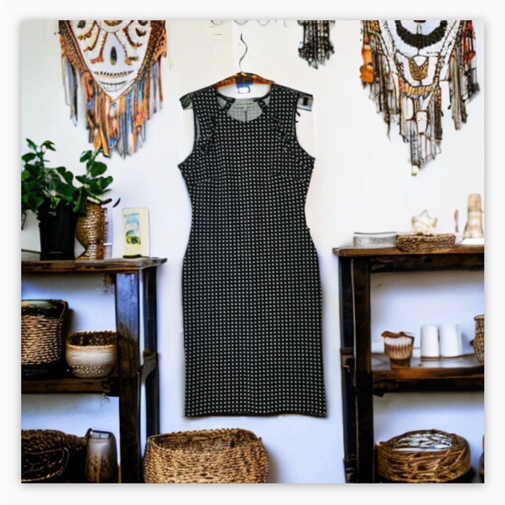 Almost Famous Black&White Tweed Print Sheath Dress- Sz M-NWOT-Classy-Chic 😍​​​